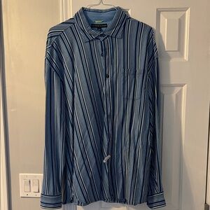 Tommy Hilfiger Men's Striped Blue and White Shirt